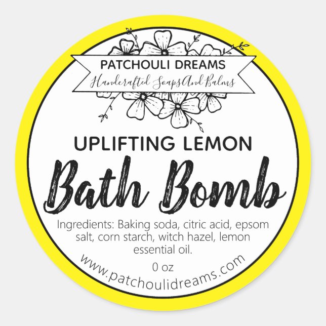 Handgefertigte, individuell anpassbare Lemon Bath  Runder Aufkleber (Vorderseite)
