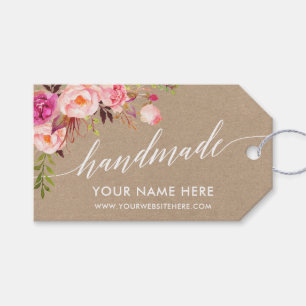 Handgefertigte Kalligrafie Pink Floral Kraft Tags Geschenkanhänger