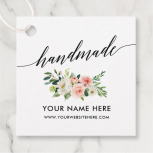 Handgefertigte Kalligraphie Script Rosa Weiße Blüt Geschenkanhänger