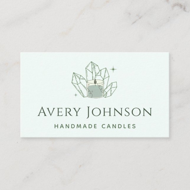 Handgefertigte Kerzen Crystal Gemstone Social Medi Visitenkarte (Vorderseite)