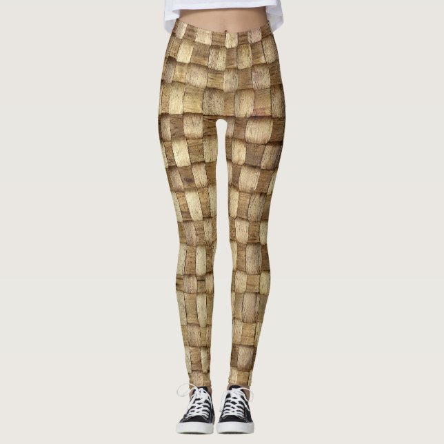 Handgefertigte Körbe Nahtlose Textur Leggings (Vorderseite)