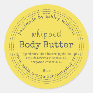 Handgefertigte Körperbutter Bio Unternehmen Gelb Runder Aufkleber