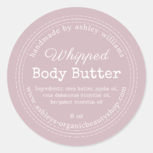 Handgefertigte Körperbutter Lila Bio-Glas Label Runder Aufkleber