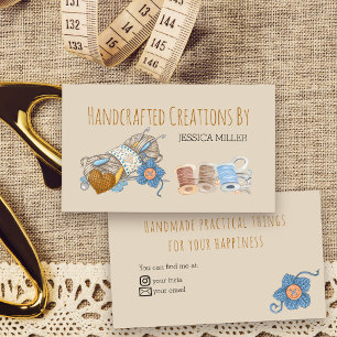 Handgefertigte Kreationen aus Garnen, Vintage Crem Visitenkarte