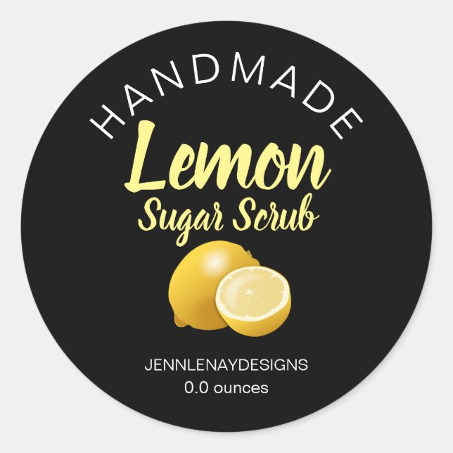handgefertigte Lemon Sugar Scrub Round Labels Runder Aufkleber (Vorderseite)