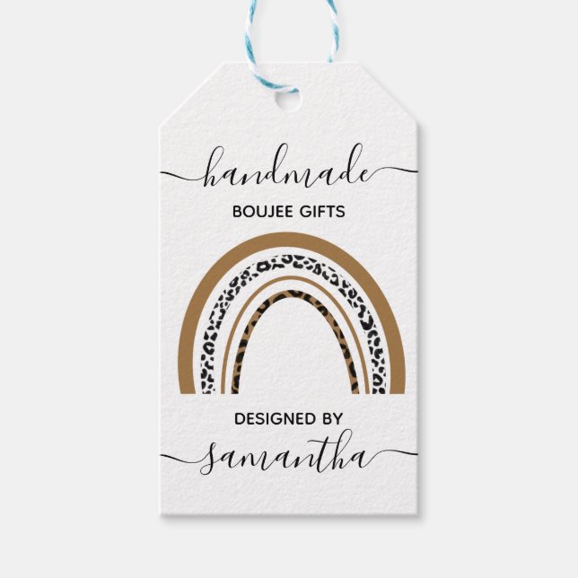 Handgefertigte Leopard-Printwerbung Regenbogen bea Geschenkanhänger (Vorderseite)