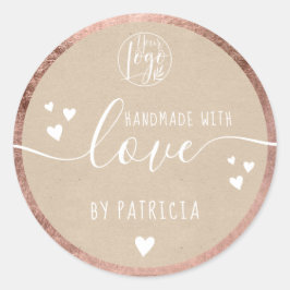 Handgefertigte Liebe Logo-Herzen Rose gold kraft Runder Aufkleber