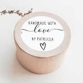 Handgefertigte Liebe Typografie minimalistisch Sch Runder Aufkleber