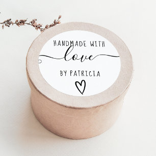 Handgefertigte Liebe Typografie minimalistisch Sch Runder Aufkleber