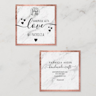 Handgefertigte Liebe Typografie Rose Gold Marmorlo Quadratische Visitenkarte