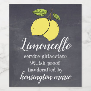 Handgefertigte Limoncello Chalkboard Look Tall Fla Weinetikett