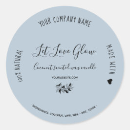Handgefertigte Logo-Kerze staubig blau Runder Aufkleber