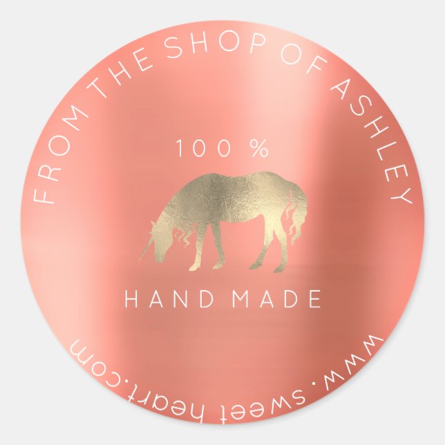 Handgefertigte Logos aus dem Namen Web Peach Unico Runder Aufkleber (Vorderseite)