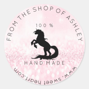 Handgefertigte Logos aus dem Namen Web Pink Unicor Runder Aufkleber
