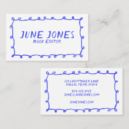 Handgefertigte Loops Doodle Whimsical Inky Periwin Visitenkarte