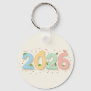 Handgefertigte Pastel 2026, beidseitig mit Papier  Schlüsselanhänger
