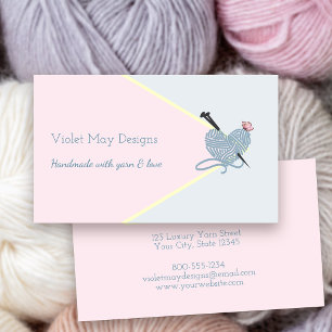 Handgefertigte Pastel Pink Blue Knitter oder Garne Visitenkarte