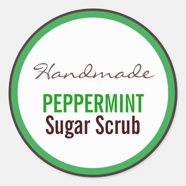 handgefertigte Peppermint Sugar Scrub Runder Aufkleber (Vorderseite)