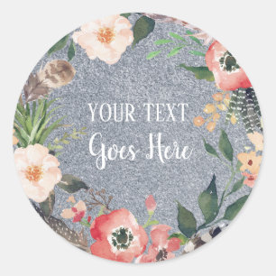 Handgefertigte Produkte Vintager Blumenkranz Glitz Runder Aufkleber