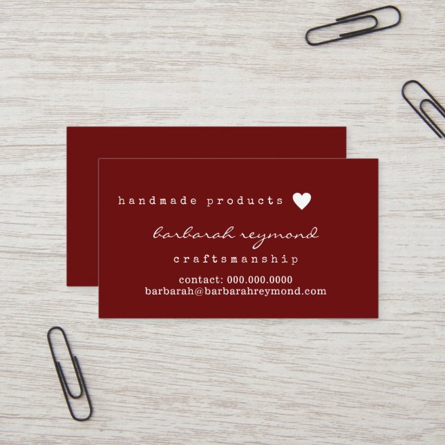 Handgefertigte Produkte Visitenkarte (Vorderseite/Rückseite Beispiel)