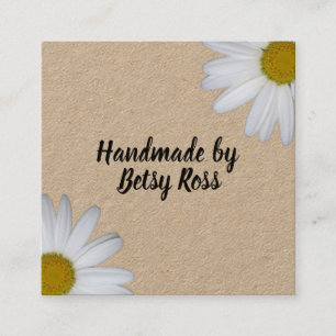 Handgefertigte Rustikale Kraft-Daisy-Blumen Social Quadratische Visitenkarte