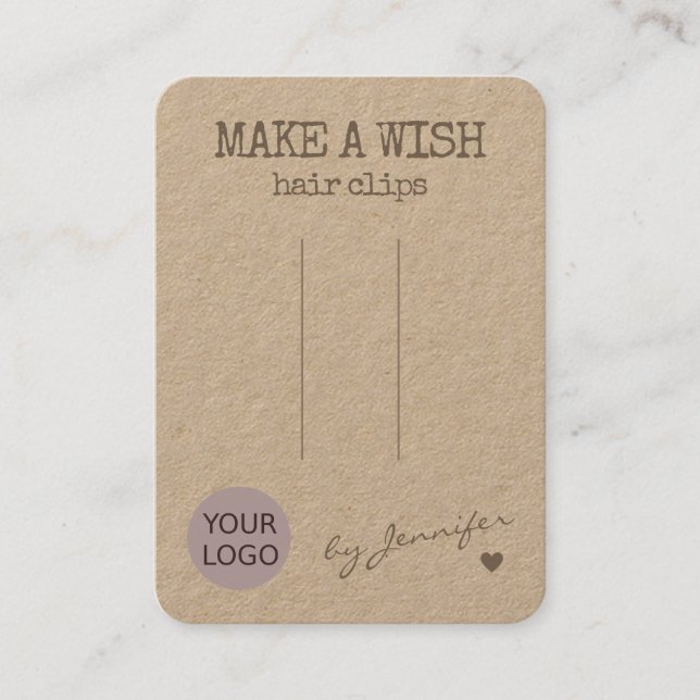 Handgefertigte Rustikale Naturpapierklammern Visitenkarte (Vorderseite)