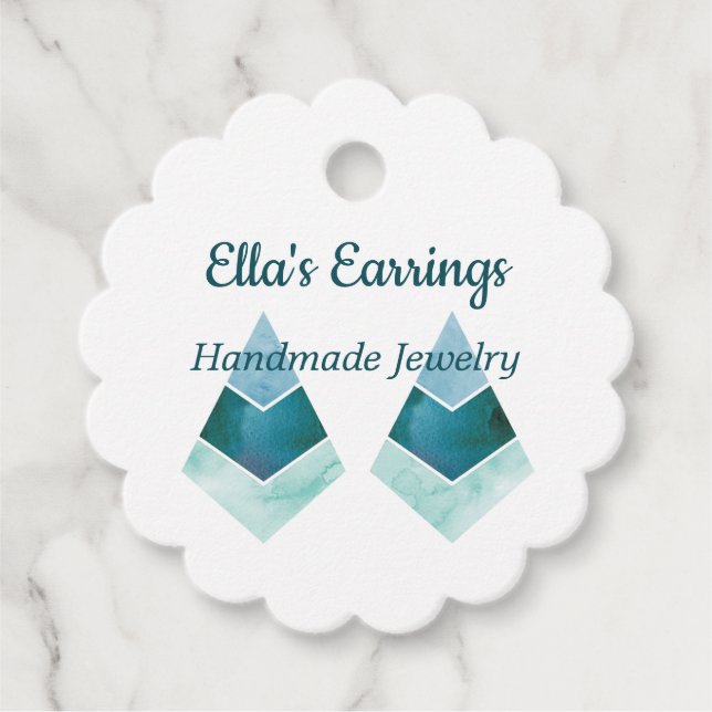 Handgefertigte Schmuckstücke Blue Watercolor Geschenkanhänger (Vorderseite)