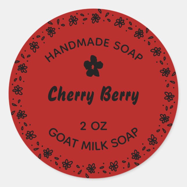 Handgefertigte Seife Blume Wreath Custom Cherry Be Runder Aufkleber (Vorderseite)