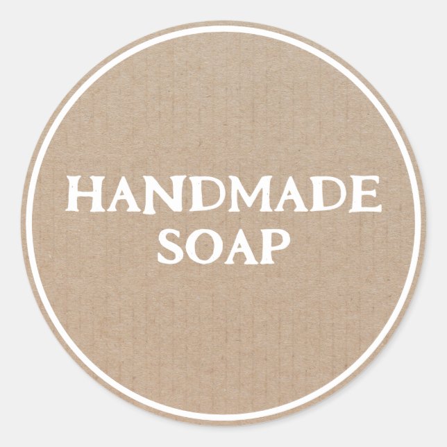 Handgefertigte Seife Brown Kraft Paper Retro Runder Aufkleber (Vorderseite)