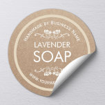 Handgefertigte Seife Vintage, florale Kraft Runder Aufkleber<br><div class="desc">Handgefertigte Seife aus Vintagen,  floralen,  rustikalen Kraftaufklebern.</div>