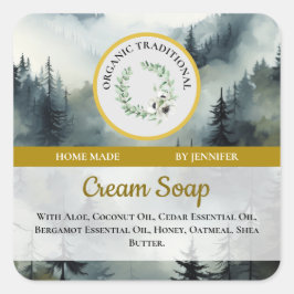 Handgefertigte Seifenaufkleber-Etikettendesign Quadratischer Aufkleber