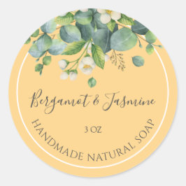 Handgefertigte Seifenaufkleber Floral Bergamot und Runder Aufkleber
