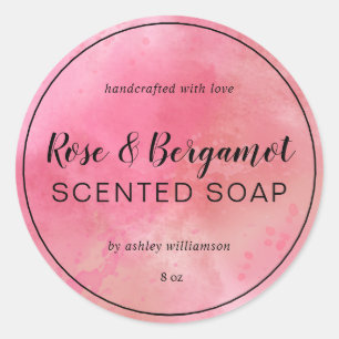 Handgefertigte Soap Custom Calligraphy Pink Waterc Runder Aufkleber