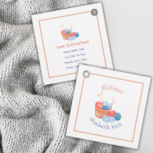 Handgefertigte Strick Care Label & Hang Tag