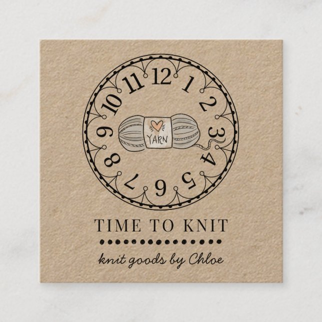 Handgefertigte Strick-Waren, die die Kraft des Unt Quadratische Visitenkarte (Vorderseite)