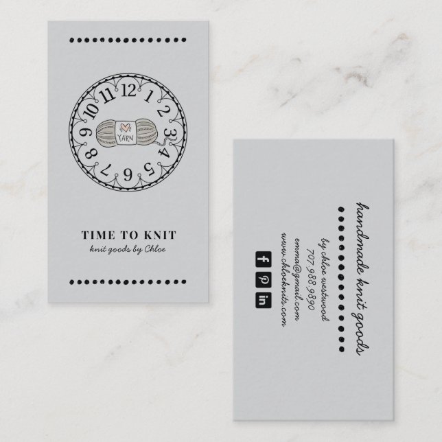 Handgefertigte Stricks Visitenkarte (Vorne/Hinten)