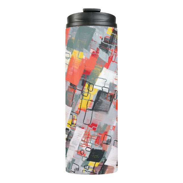 Handgefertigte surreale abstrakte Muster. Moderne  Thermosbecher (Vorderseite)