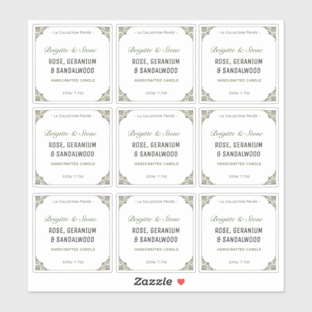 Handgefertigte transparente Kerze aus privater Sam Aufkleber (Blatt)