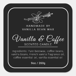 Handgefertigte Vanille-Kaffeekonzerne Mono-Zutaten Quadratischer Aufkleber