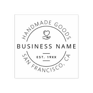 Handgefertigte Waren Firmenname, Standort & Osten. Gummistempel