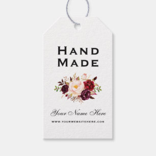 Handgefertigte Wasserfarben-Burgund-Floral-Tags Geschenkanhänger