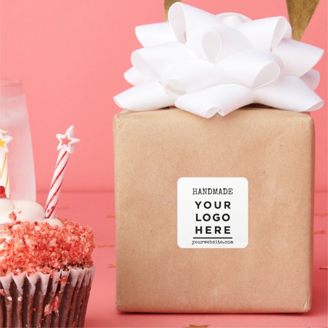 Handgefertigte Website für Ihr Firmenlogo Quadratischer Aufkleber (Party)