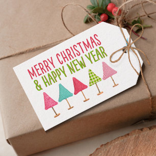 Handgefertigte Weihnachtsbäume, Rosa Rot Grün Desi Geschenkanhänger