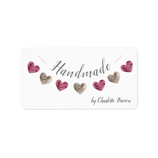 handgefertigte Wolle aus Strickstoff Adressaufkleber (Vorne)