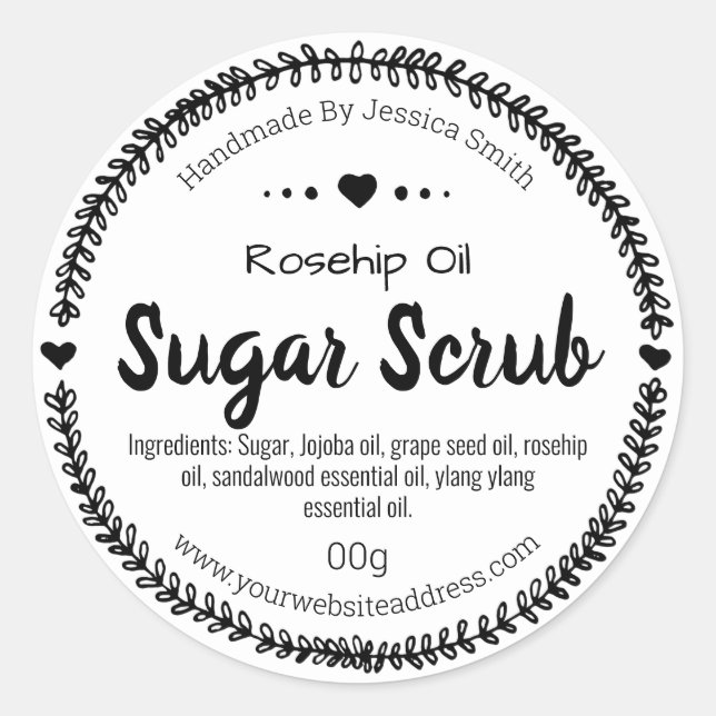 handgefertigte Zuckermarkierungen aus schwarzem un Runder Aufkleber (Vorderseite)