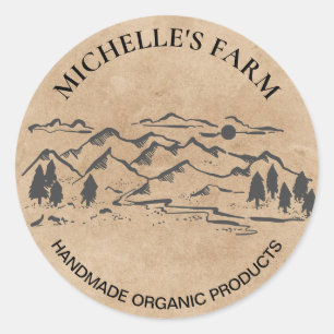 Handgefertigter Bauernhof Rustikaler Vintager Pine Runder Aufkleber