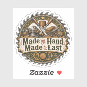 Handgefertigter Holzarbeits-Erbe-Mug Aufkleber