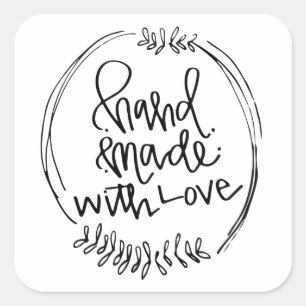 Handgefertigter Sticker mit Liebe Doodle Kranz
