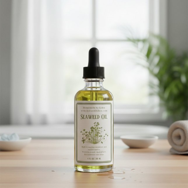 Handgefertigtes Botanisches Algenöl-Label Weinetikett (Von Creator hochgeladen)