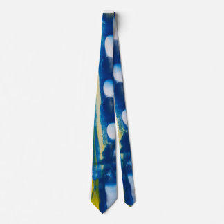 handgefertigtes Kunstwerk/Blau und Gelb  Krawatte